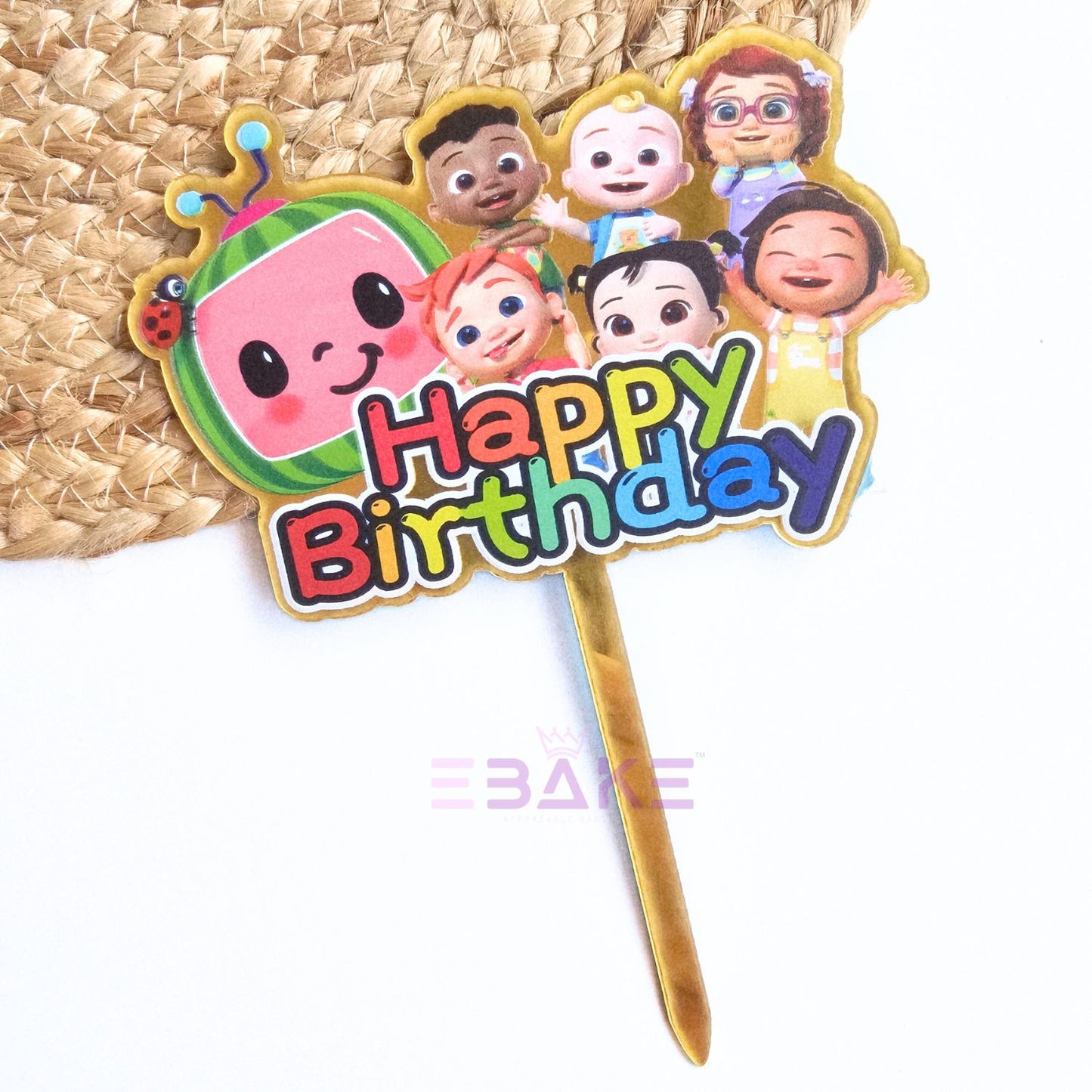 Cocomelon Printed Acrylic Cake Topper