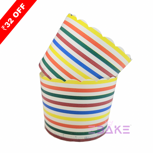 Multi Colour Stripes Paper Muffin Cup - Set Of 50 Pieces Medium