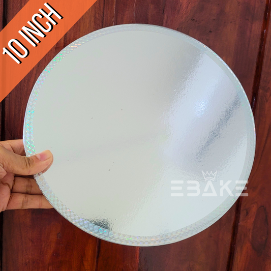 Silver Drum Board/Drum Base for Cakes Round Single Piece (10 Inches)