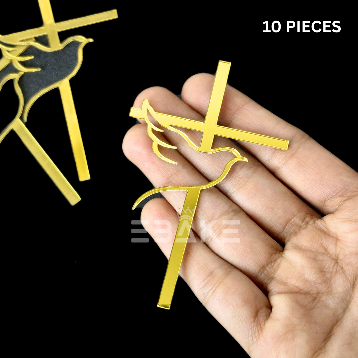 Cross Cake Topper for Baptism, First Holy Communion 3" (10 Pieces Set)