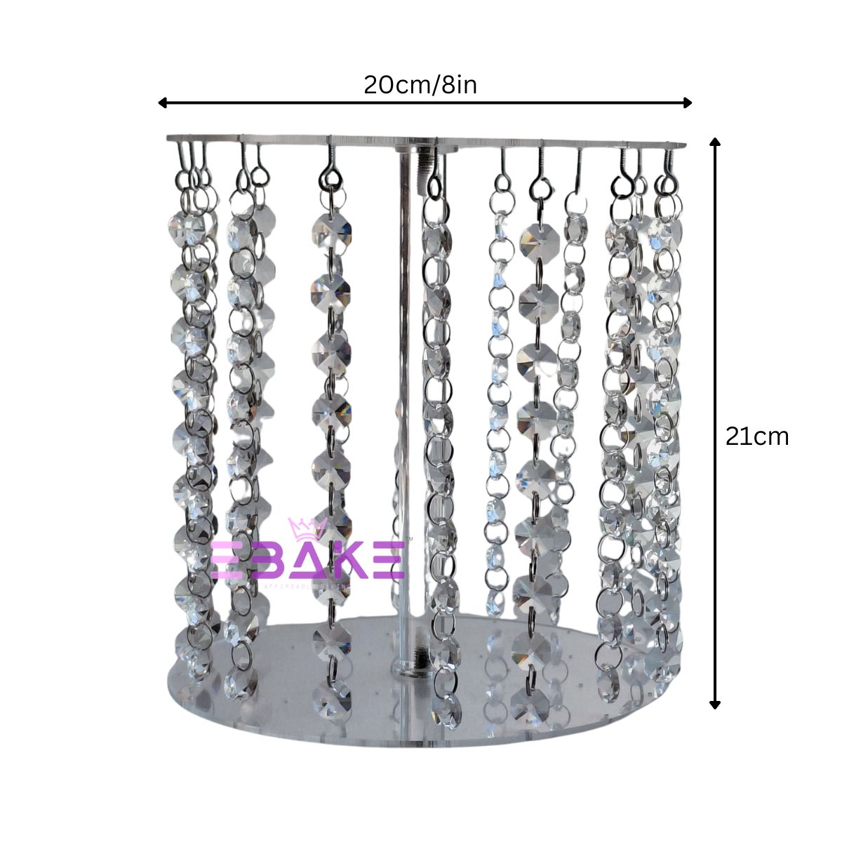 Crystal Cake Spacer (Cake Separator) for Wedding / Engagement Cakes 8 Inch