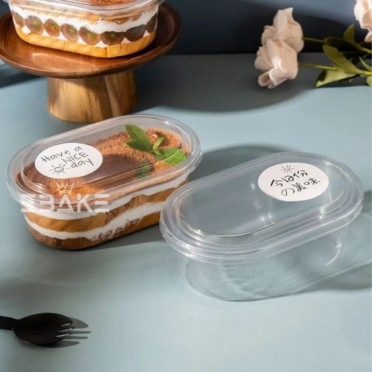 Oval PET Plastic Disposable Clear Container With Lid For Desserts