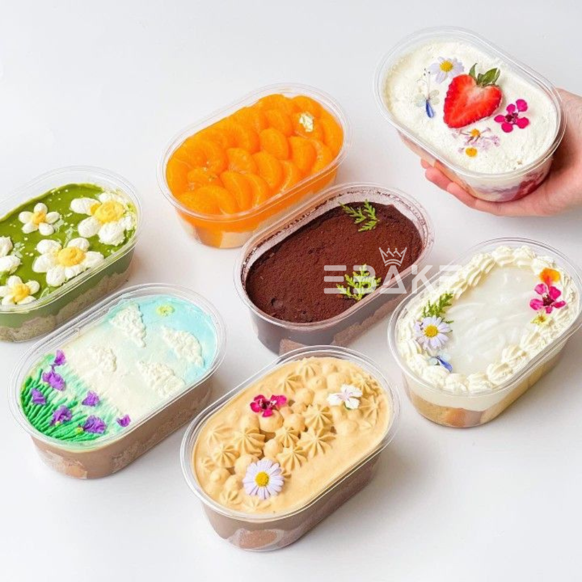 Oval PET Plastic Disposable Clear Container With Lid For Desserts