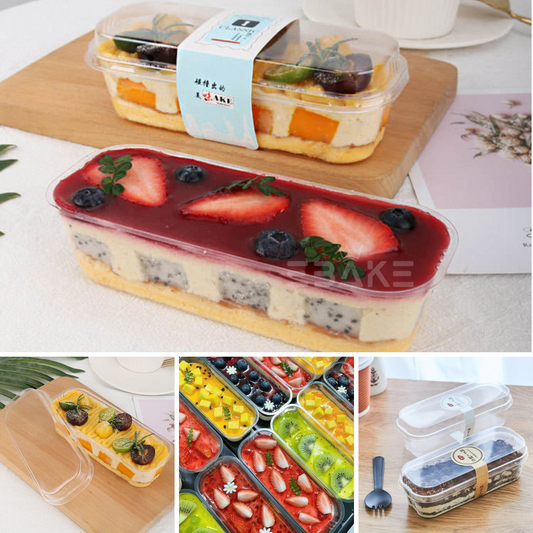 Rectangle PET Plastic Disposable Clear Container With Lid For Desserts