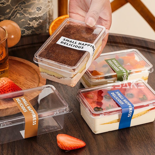 Rectangle PET Plastic Disposable Clear Container With Lid For Desserts