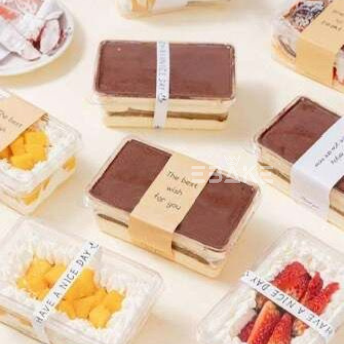 Rectangle PET Plastic Disposable Clear Container With Lid For Desserts
