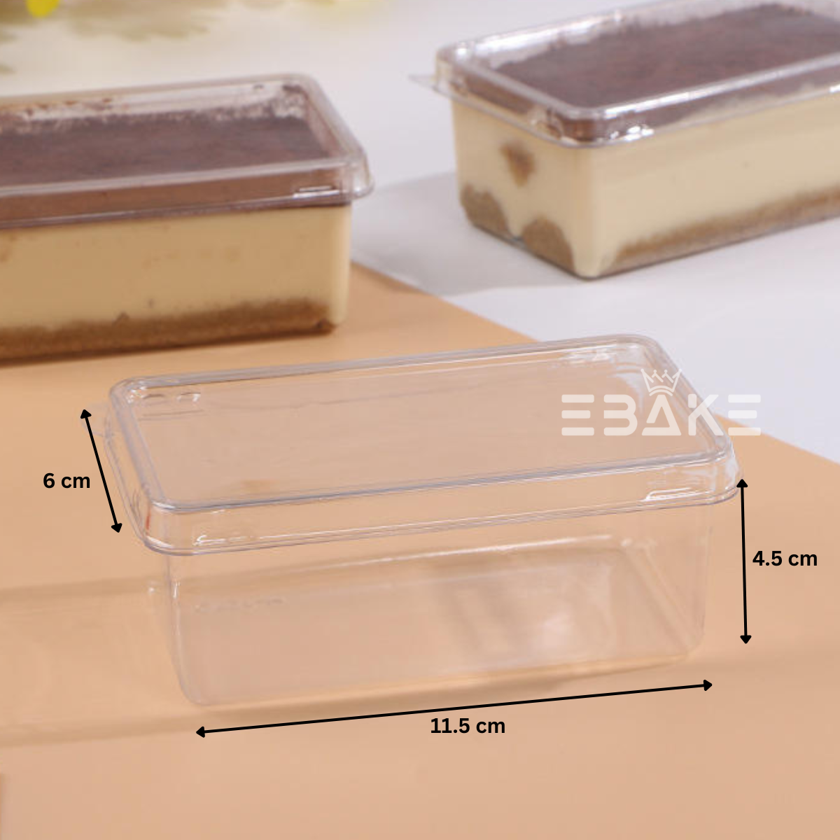 Rectangle PET Plastic Disposable Clear Container With Lid For Desserts