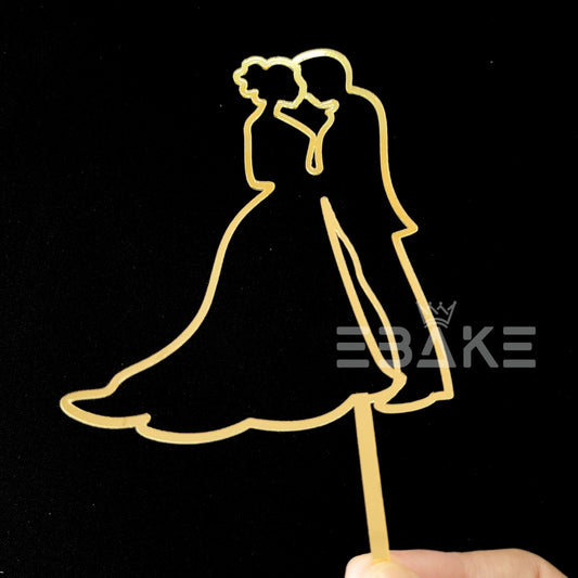 Couple Line Art Cake Topper