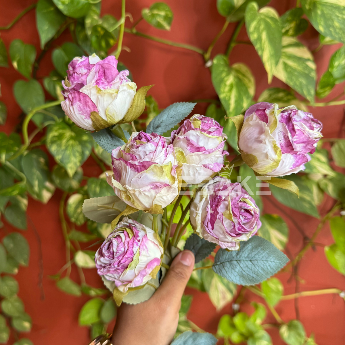 A1513 Premium Lifelike Dried Finish Rose Bunch (Magenta Mix)