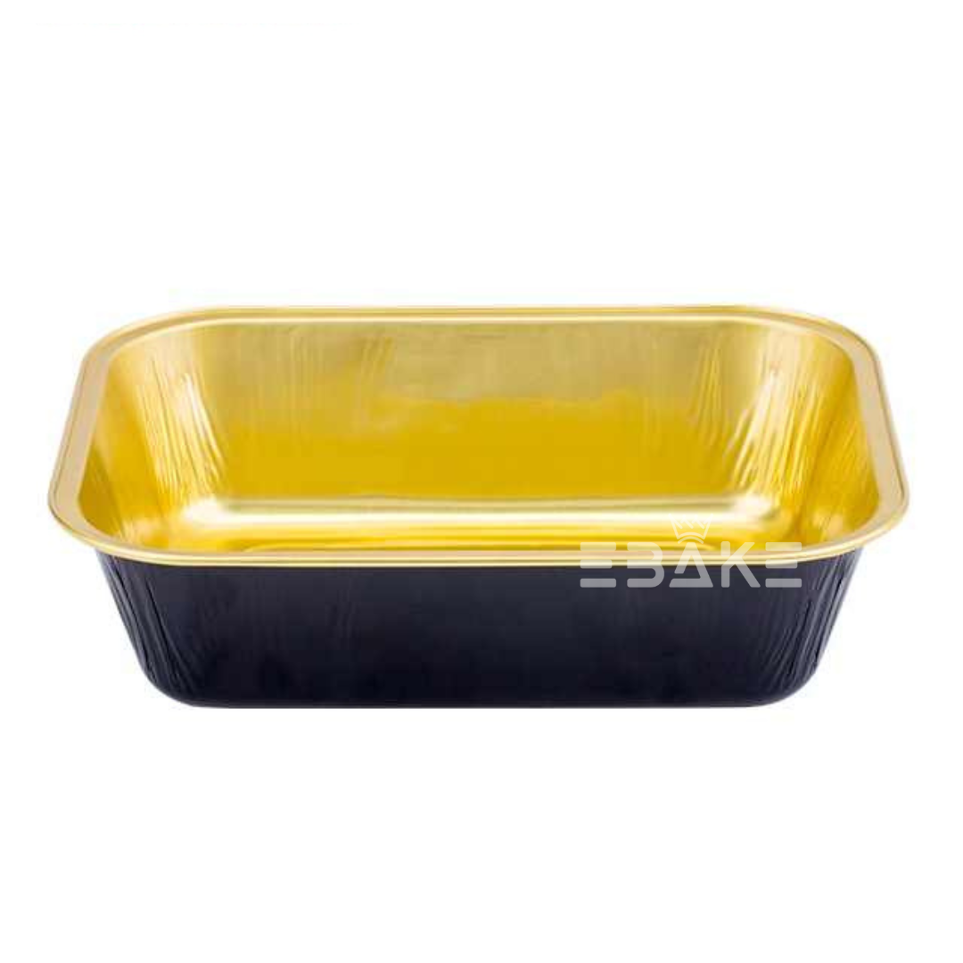 Rectangle Aluminium Foil Baking Cups With Lids Black