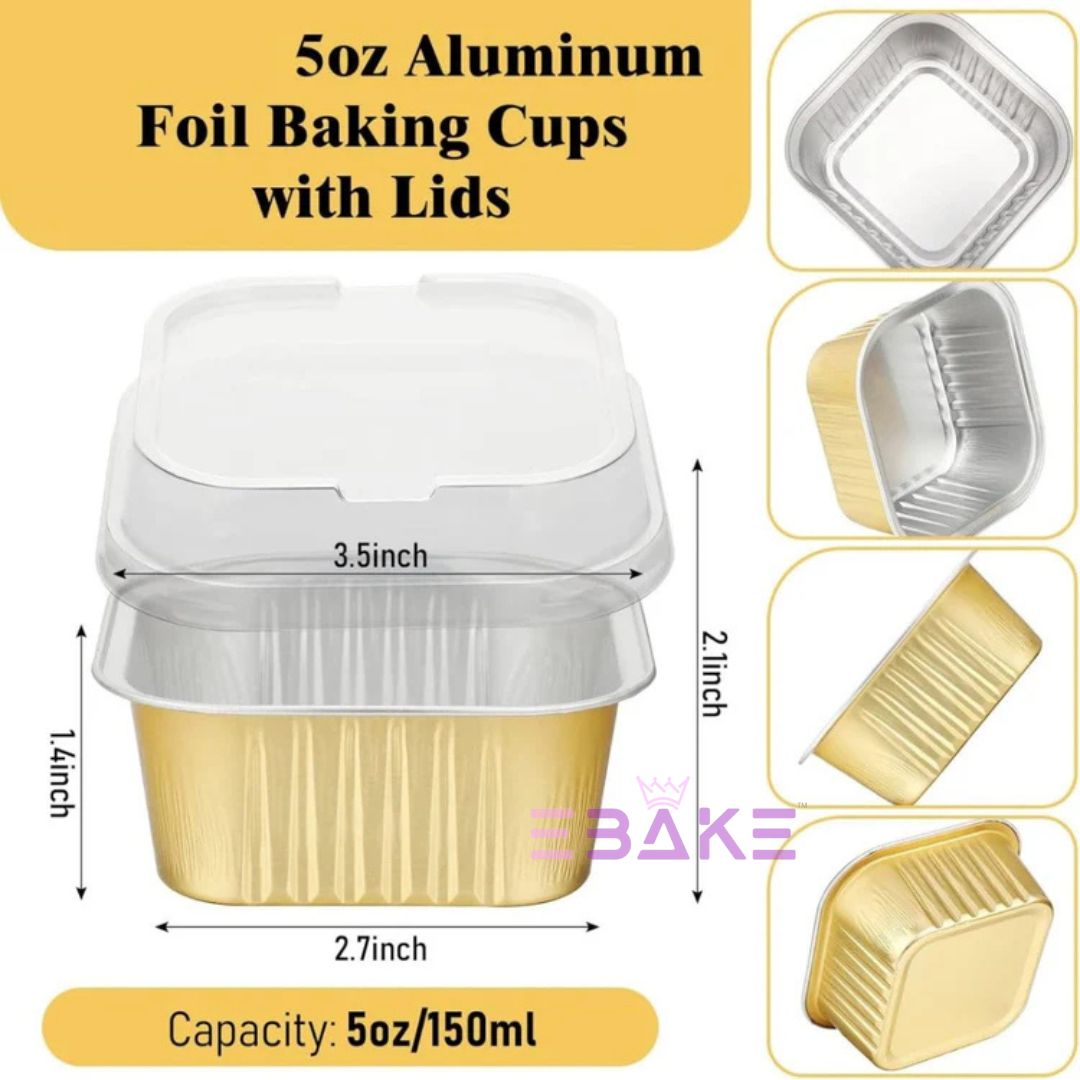 Aluminium  Foil Square Baking Cup With Lid