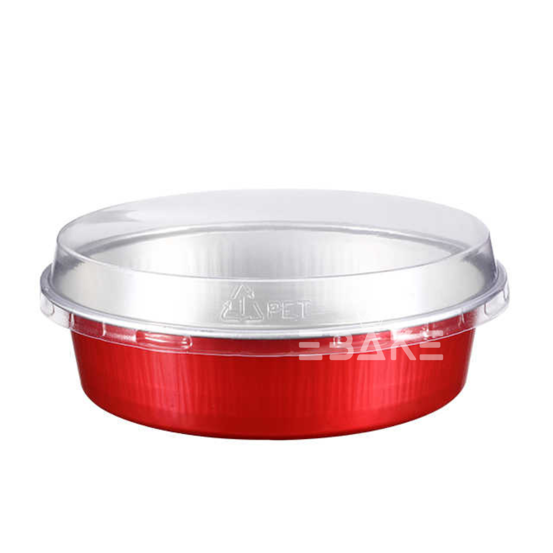 Round Aluminium Foil Baking Cups With Lids Red