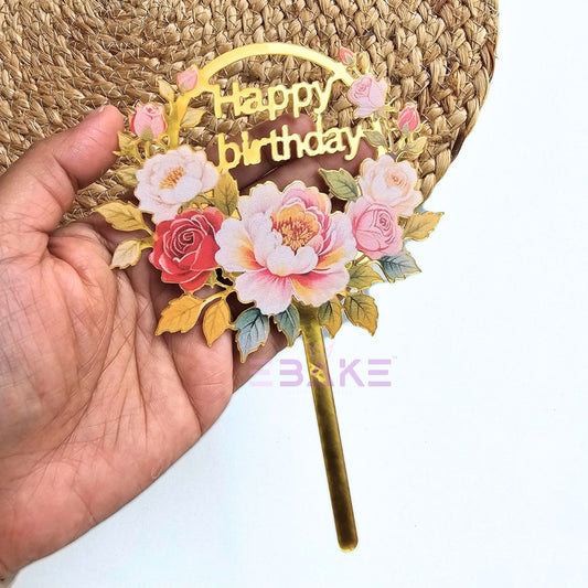 Happy Birthday Graphic Acrylic Cake Topper