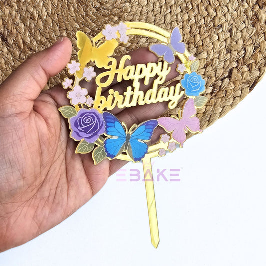 Happy Birthday Graphic Acrylic Cake Topper
