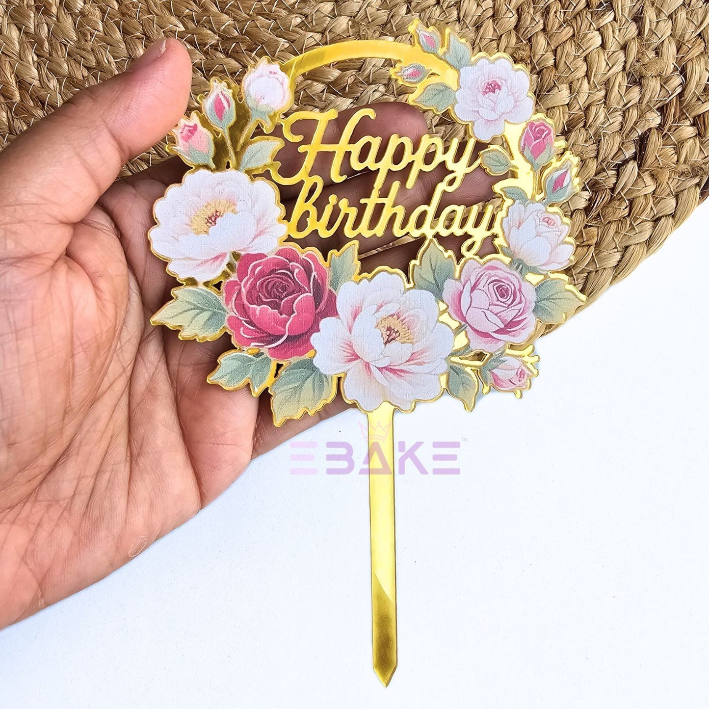Happy Birthday Graphic Acrylic Cake Topper