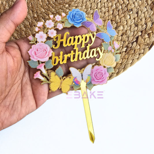 Happy Birthday Graphic Acrylic Cake Topper