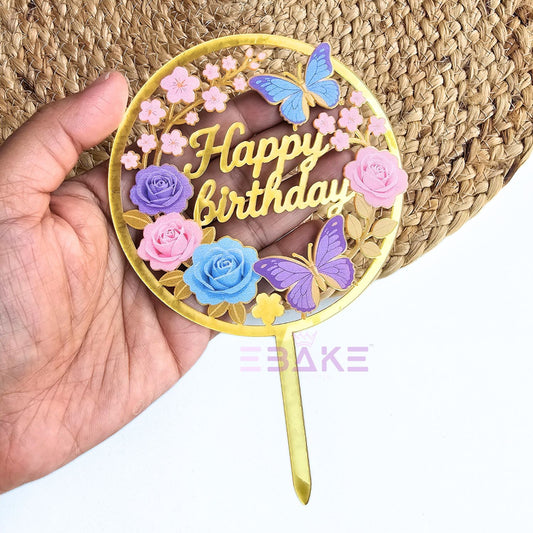Happy Birthday Graphic Acrylic Cake Topper