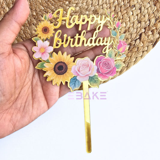 Happy Birthday Graphic Acrylic Cake Topper