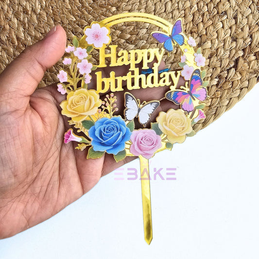 Happy Birthday Graphic Acrylic Cake Topper