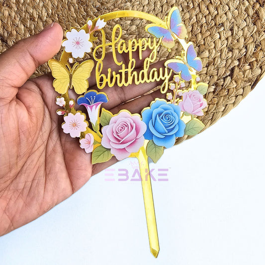 Happy Birthday Graphic Acrylic Cake Topper