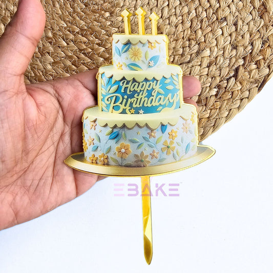 Happy Birthday Graphic Acrylic Cake Topper