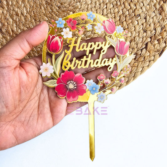 Happy Birthday Graphic Acrylic Cake Topper