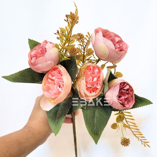 A1429 Shades Of Pink Peony Bunch With Fillers (5 Peonies)