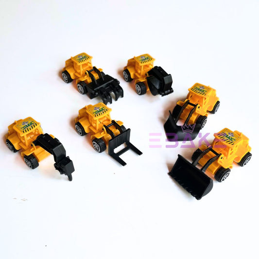 Mini JCB Toy / Excavator / Construction Theme Vehicle Cake Topper (6 Pieces Set)