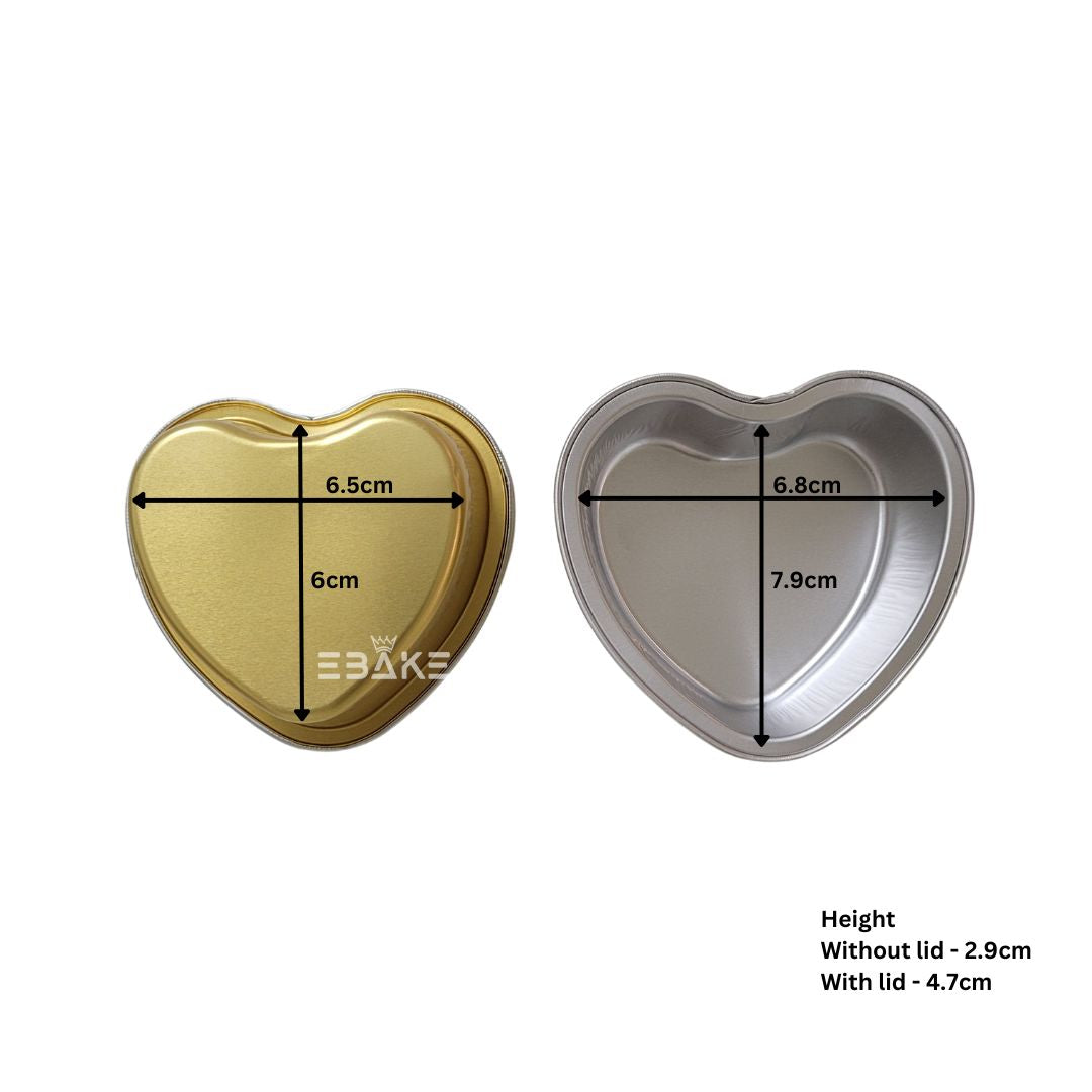 Aluminium Foil Gold Heart Shaped Baking Cup With Lid