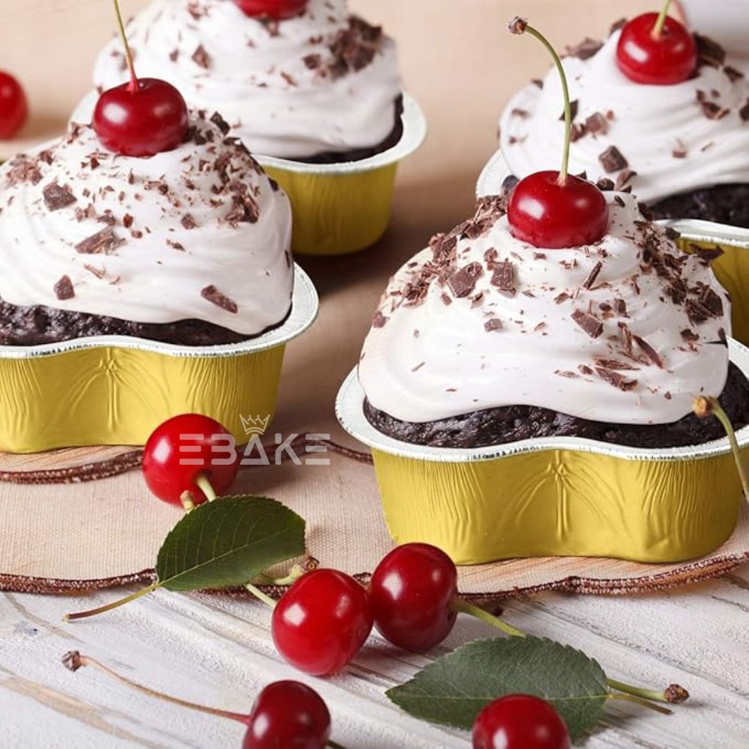 Aluminium Foil Gold Heart Shaped Baking Cup With Lid