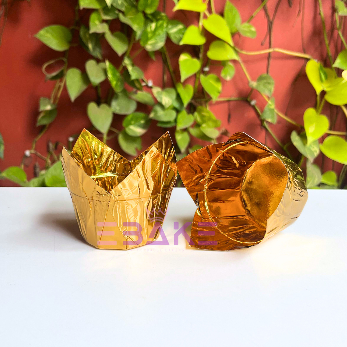 Gold Tulip Cupcake Liner Paper Baking Cups (Set of 50)