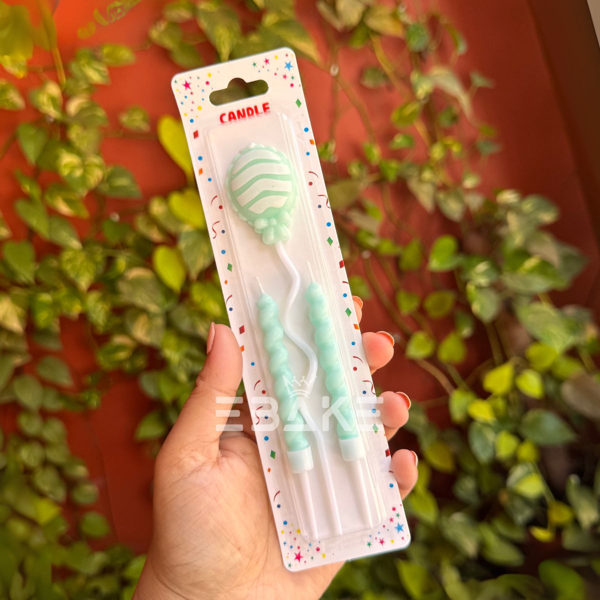Balloon & Twisted Candle Set - Pastel Green