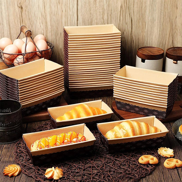 Loaf Cake Mould, Plum Cake Mould Bake And Serve Brown Kraft Small (Set of 5 Pieces) 15x6.5 cm