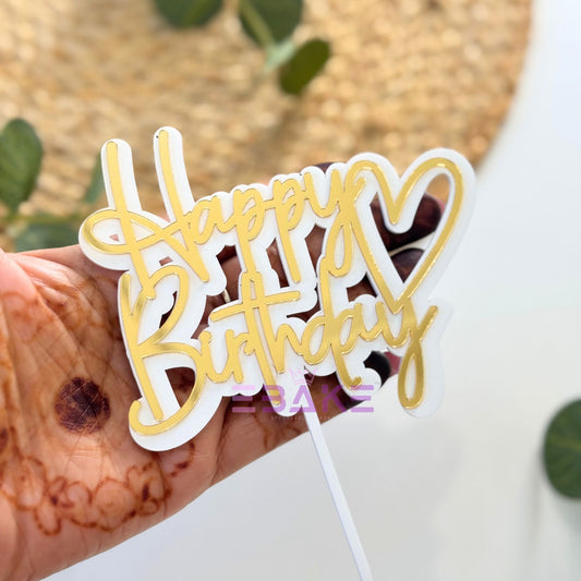 Happy Birthday Double Color Cake Topper