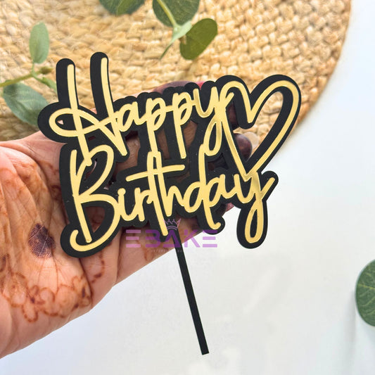 Happy Birthday Double Color Cake Topper