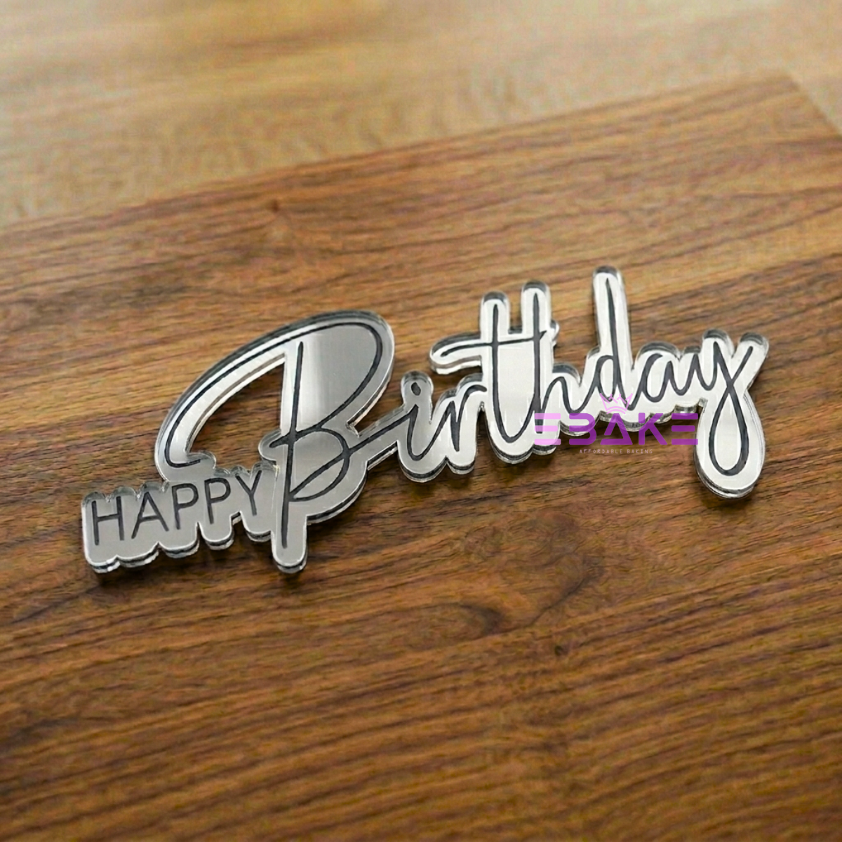 Happy Birthday Engraved Cutout (Set of 10) - Silver