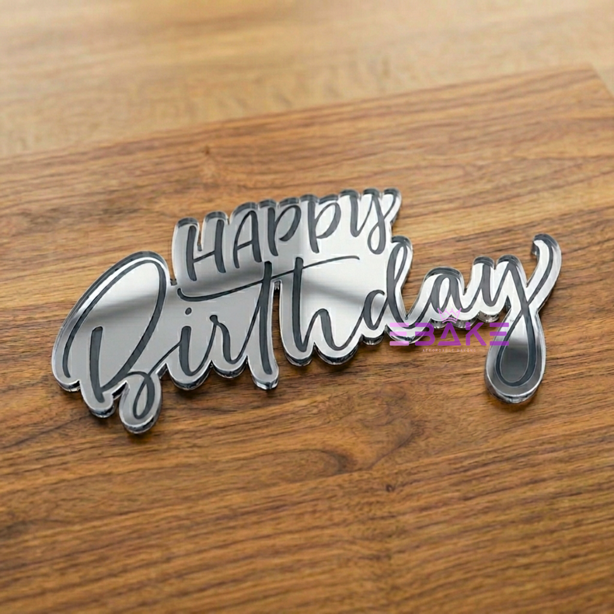 Happy Birthday Engraved Cutout (Set of 10) - Silver