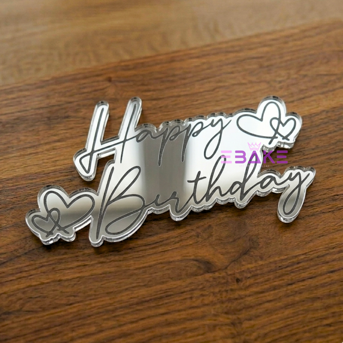 Happy Birthday Engraved Cutout (Set of 10) - Silver