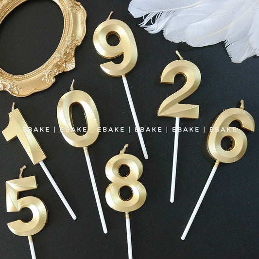 Number Candles Golden Metallic - (Single Piece)