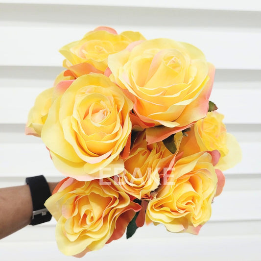 Rose Bunch - A390 Shaded Yellow (9 Roses with Fillers)