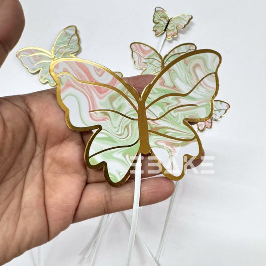 Paper Butterflies With Twistable Stick Light Green Marble - Foldable