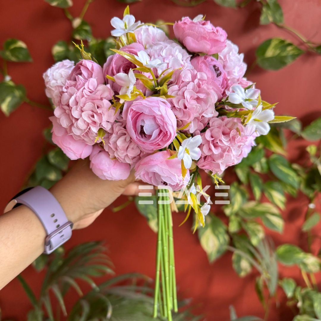 A1023 Peony & Hydrangea Bunch Pink (Peonies, Hydrangea & Fillers)