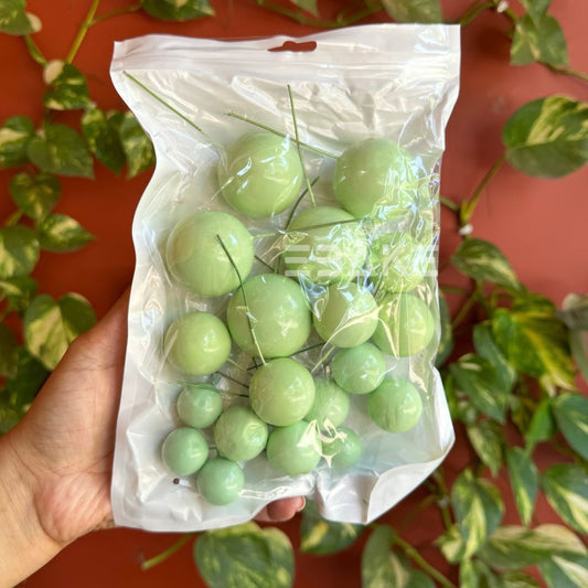 Pastel Green Faux Balls - Set Of 20 Pieces