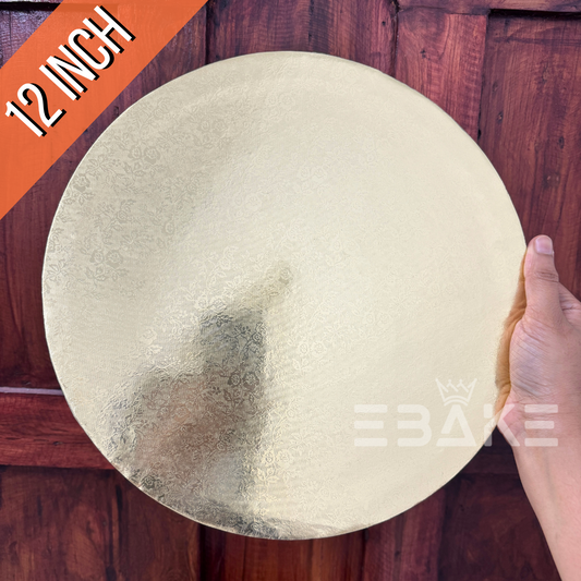 Round Gold Drum Board/Drum Base for Cakes Single Piece  (12 Inches)