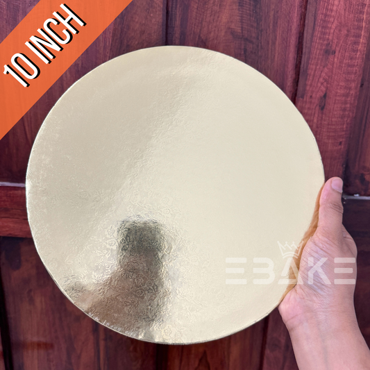 Round Gold Drum Board/Drum Base for Cakes Single Piece (10 Inches)