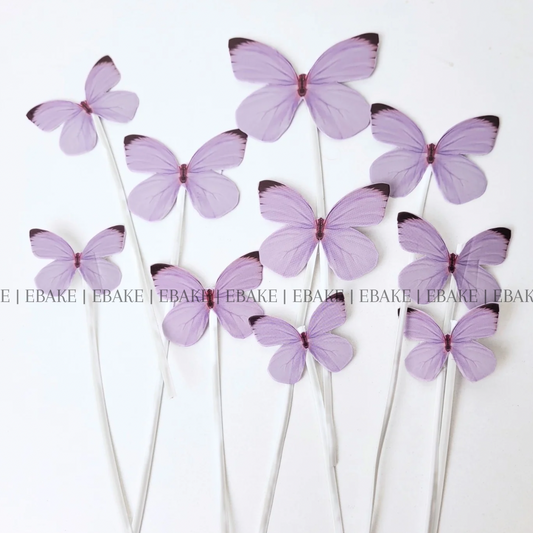 Purple Paper Butterflies With Twistable Stick - Foldable