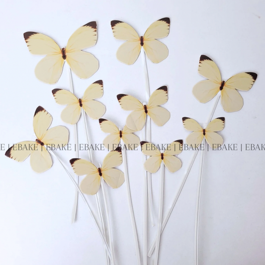 Yellow Paper Butterflies With Twistable Stick - Foldable