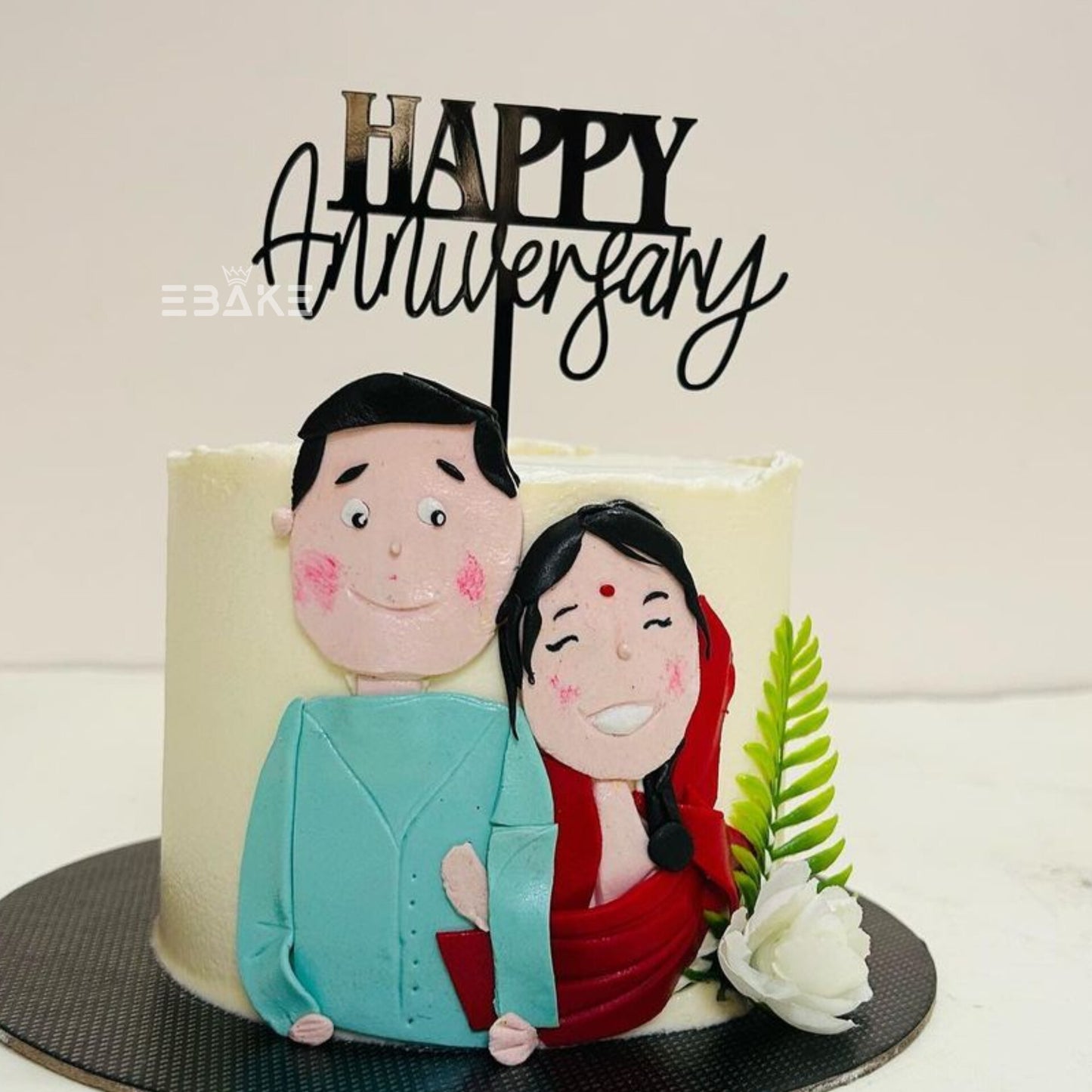 Happy Anniversary Cake Topper Black MDF