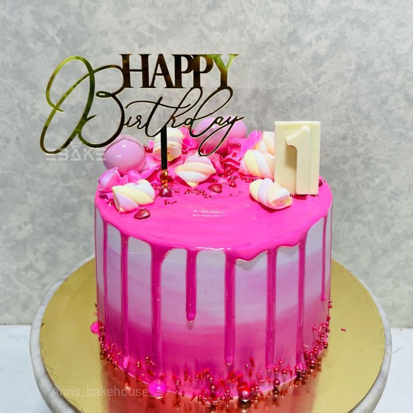 Happy Birthday Cake Topper (Golden)
