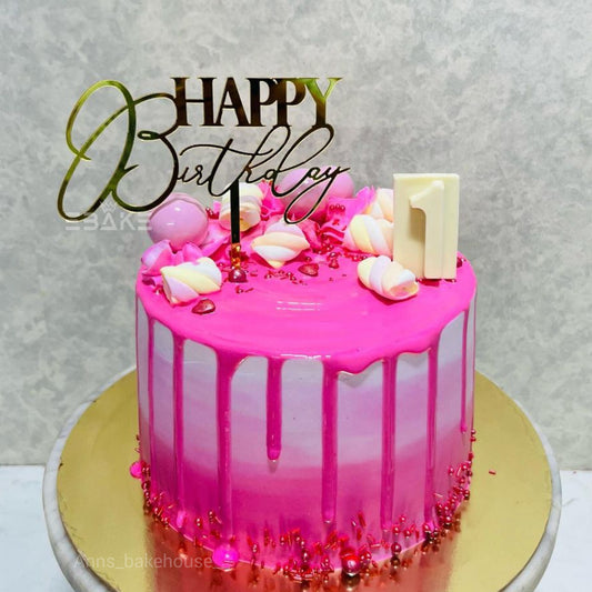 Happy Birthday Cake Topper (Golden)